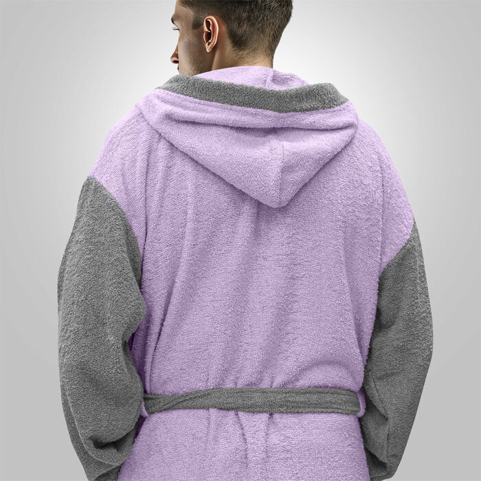 LINO Μπουρνούζι με κουκούλα Medium Revel Μωβ 100% Βαμβάκι - Image 4