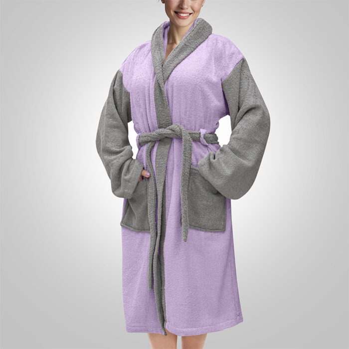 LINO Μπουρνούζι με κουκούλα Medium Revel Μωβ 100% Βαμβάκι - Image 8