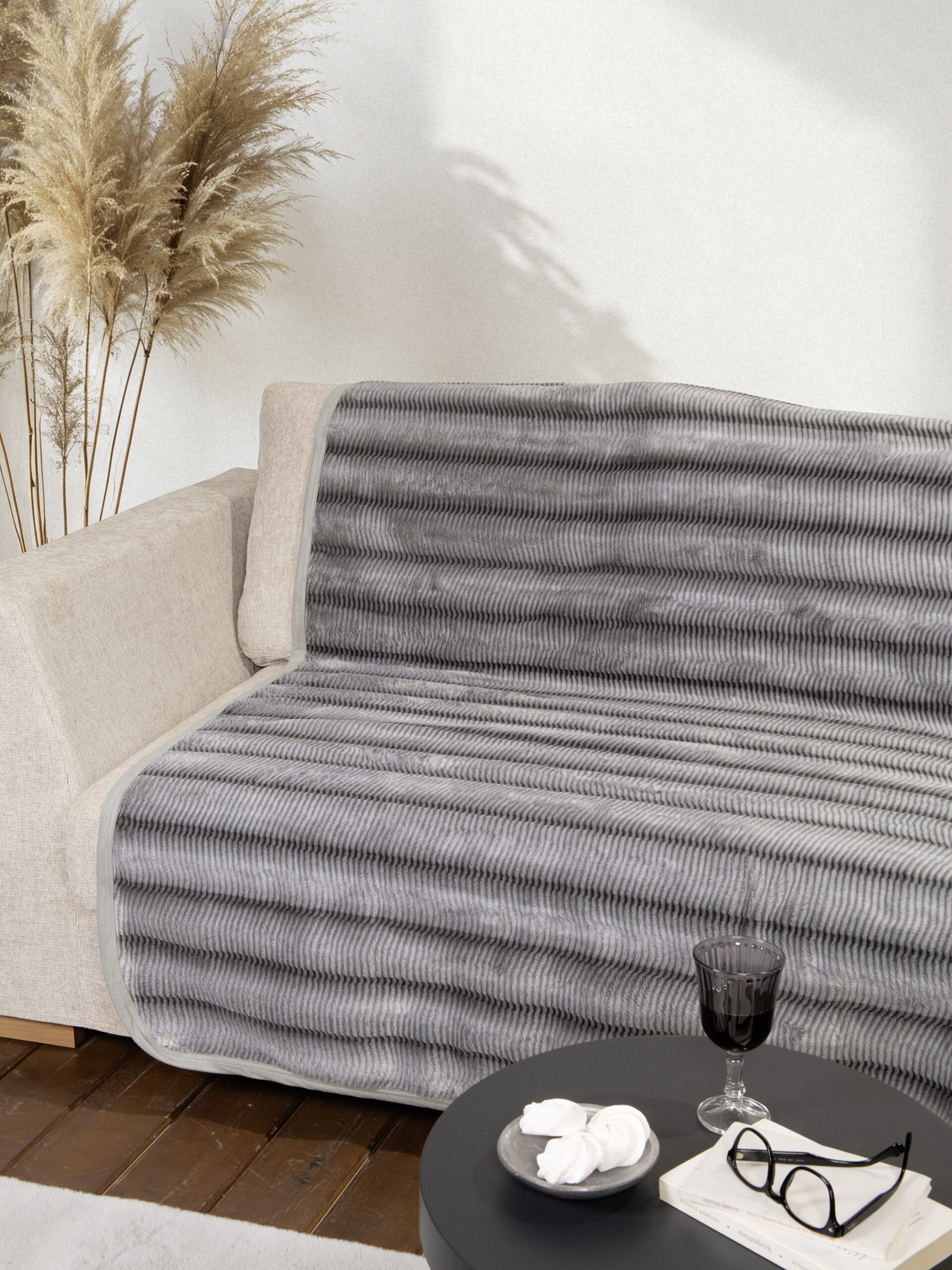 5206482168848-12.jpg Ριχτάρι Αντιολισθητικό 180x180 - Lunetta Light Gray της Nima Home 100% Polyester Μονοθέσιος 180x180 - Image 1