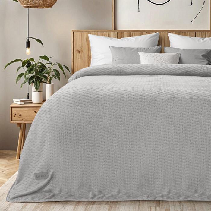 LINO Κουβέρτα Υπέρδιπλη (220x240) Flannel Lofti Ασημί 100% Πολυέστερ - Image 2