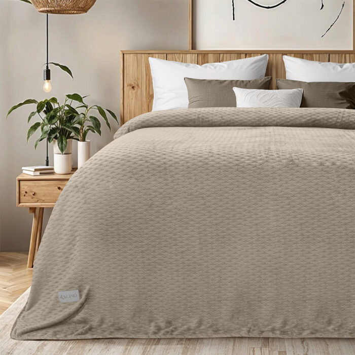 LINO Κουβέρτα Υπέρδιπλη (220x240) Flannel Lofti Taupe 100% Πολυέστερ - Image 2