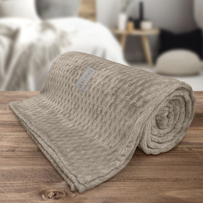 LINO Κουβέρτα Υπέρδιπλη (220x240) Flannel Lofti Taupe 100% Πολυέστερ - Image 6