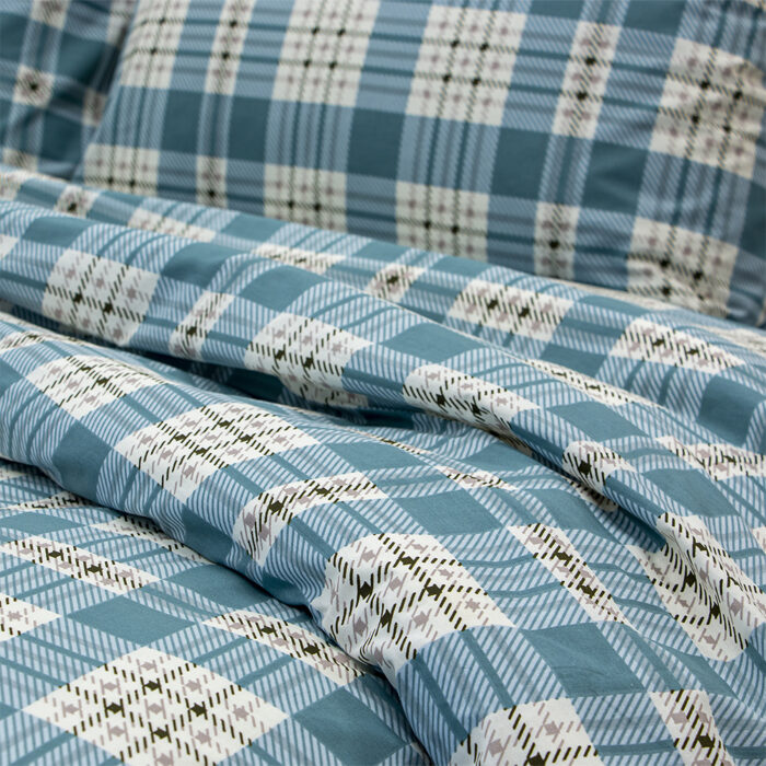 LINO Σετ Σεντόνια Υπέρδιπλα με Λάστιχο (165x200+32) Panier Μπλε 100% Βαμβάκι - Image 2