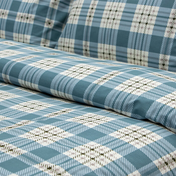 LINO Σετ Παπλωματοθήκη Μονή (165x245) Panier Μπλε 100% Βαμβάκι - Image 3