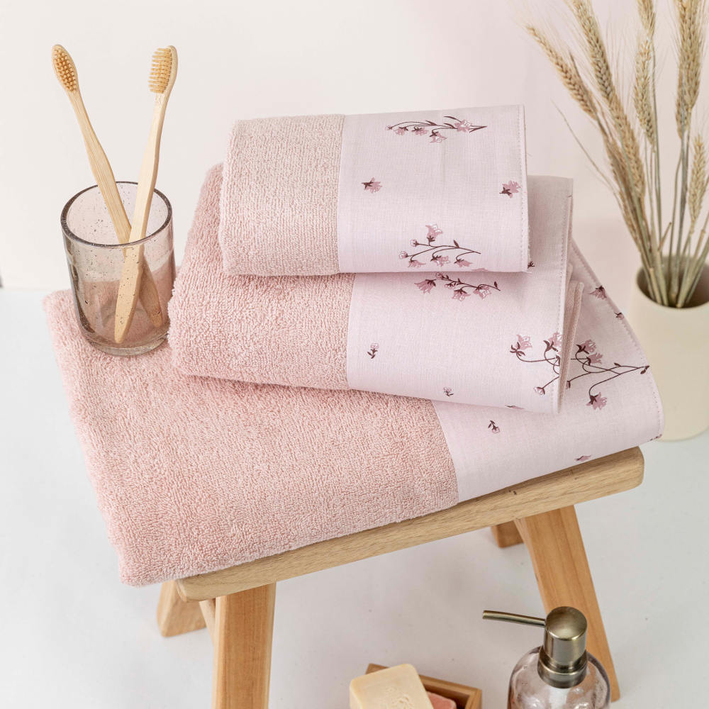 petsetes-set-3tmx-campanula-poudra.jpg Πετσέτες Σετ 3ΤΜΧ Campanula 70 x 140 / 50 x 90 / 30 x 50 cm 100% Βαμβάκι Φυστικί BOREA - Image 1