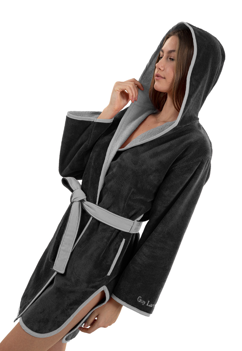 1131090126001.jpg Μπουρνούζι New Comfy Black με κουκούλα της Guy Laroche (Cotton 60% - Polyester 40%) - Image 1