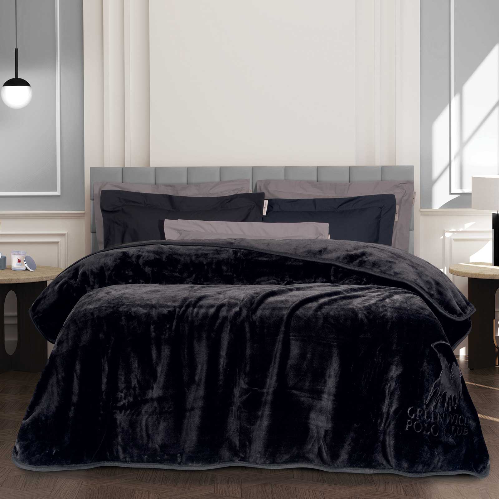 220577203440.jpg GREENWICH POLO CLUB ΚΟΥΒΕΡΤΑ VELOUR ΥΠΕΡΔΙΠΛH ESSENTIAL 3440 BLACK GREENWICH POLO CLUB - Image 1