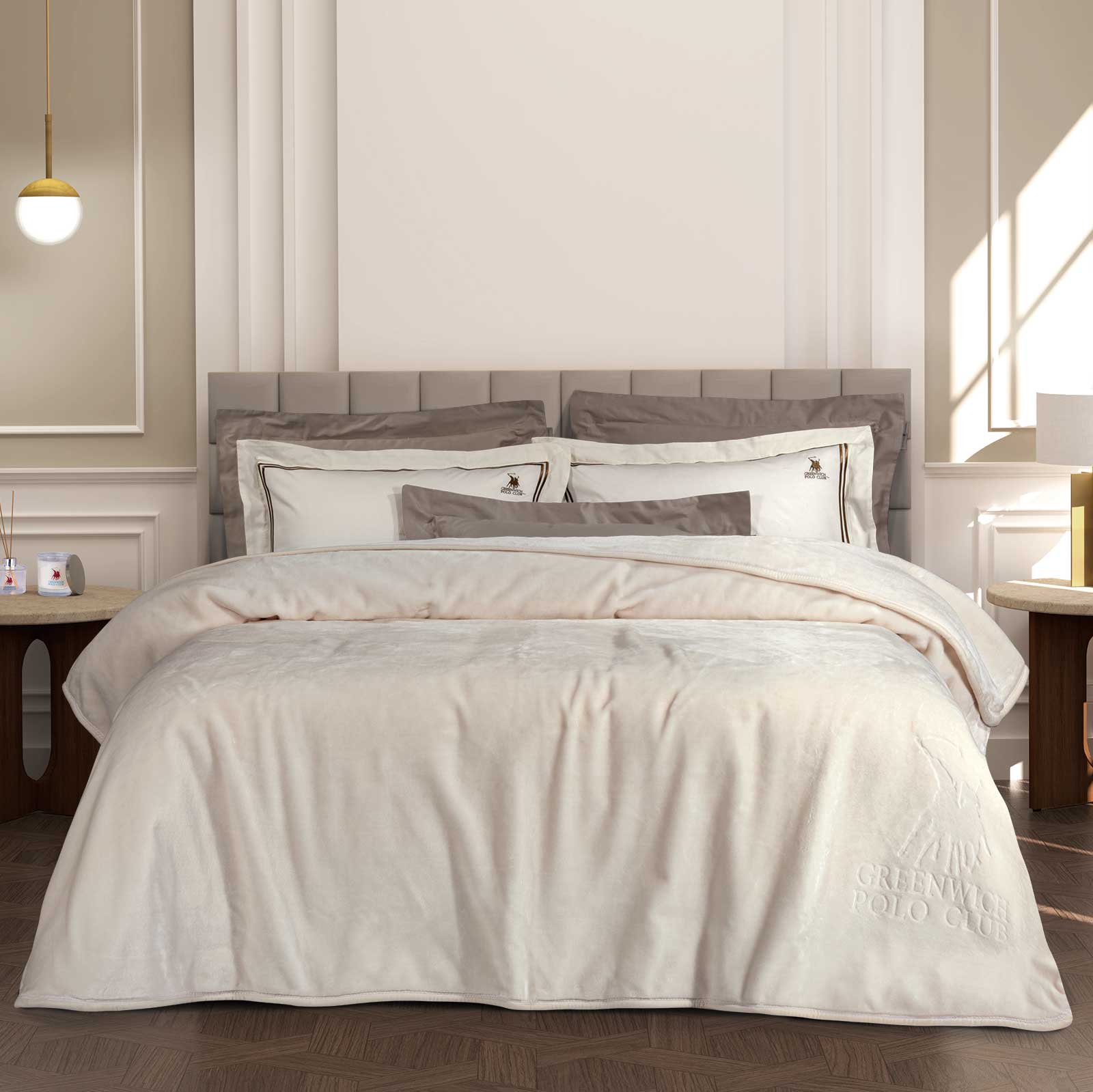 220577203441.jpg GREENWICH POLO CLUB ΚΟΥΒΕΡΤΑ VELOUR ΥΠΕΡΔΙΠΛH ESSENTIAL 3441 WHITE GREENWICH POLO CLUB - Image 1