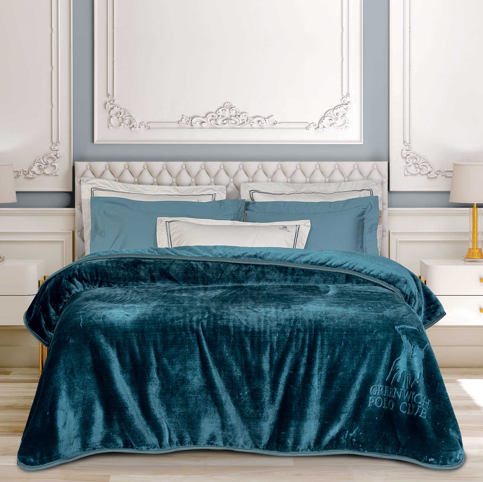 220577203498.jpg GREENWICH POLO CLUB ΚΟΥΒΕΡΤΑ VELOUR ΥΠΕΡΔΙΠΛΗ ESSENTIAL 3498 DARK AQUAMARINE GREENWICH POLO CLUB - Image 1