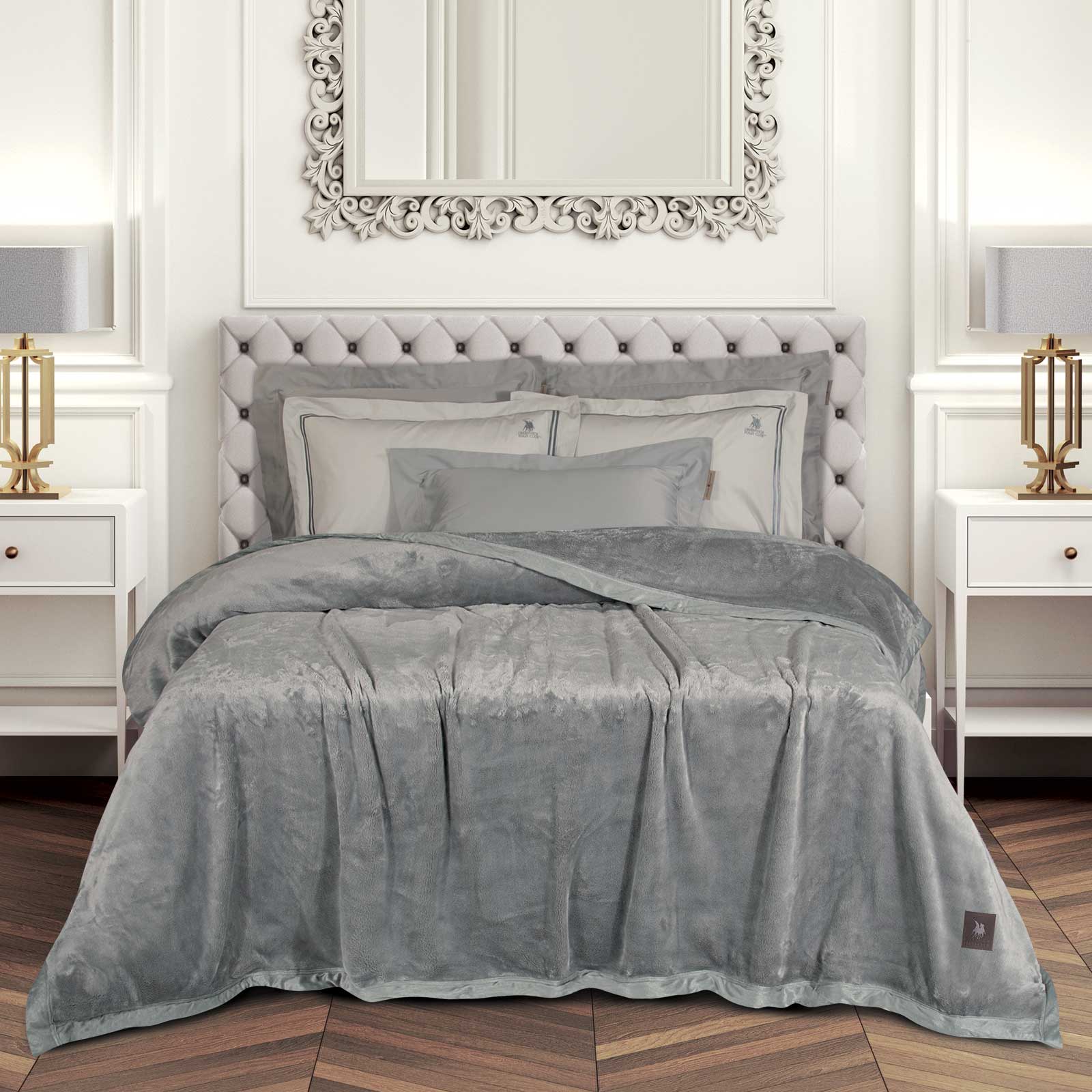 220577303971.jpg GREENWICH POLO CLUB ΚΟΥΒΕΡΤΑ VELOUR KING ESSENTIAL 3971 GREY GREENWICH POLO CLUB - Image 1