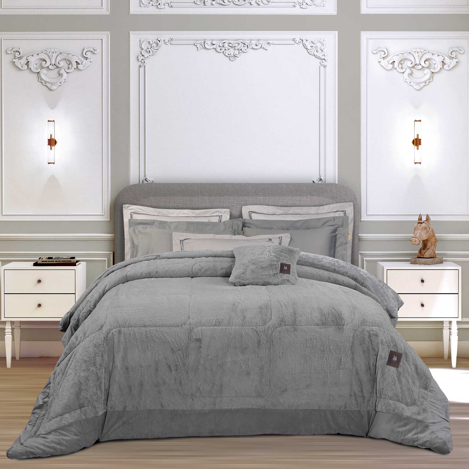 221910303964.jpg GREENWICH POLO CLUB ΚΟΥΒΕΡΤΟΠΑΠΛΩΜΑ RABBIT FAUX FUR KING PREMIUM 3964 GREY GREENWICH POLO CLUB - Image 1