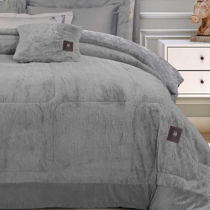 GREENWICH POLO CLUB ΚΟΥΒΕΡΤΟΠΑΠΛΩΜΑ RABBIT FAUX FUR KING PREMIUM 3964 GREY GREENWICH POLO CLUB - Image 2