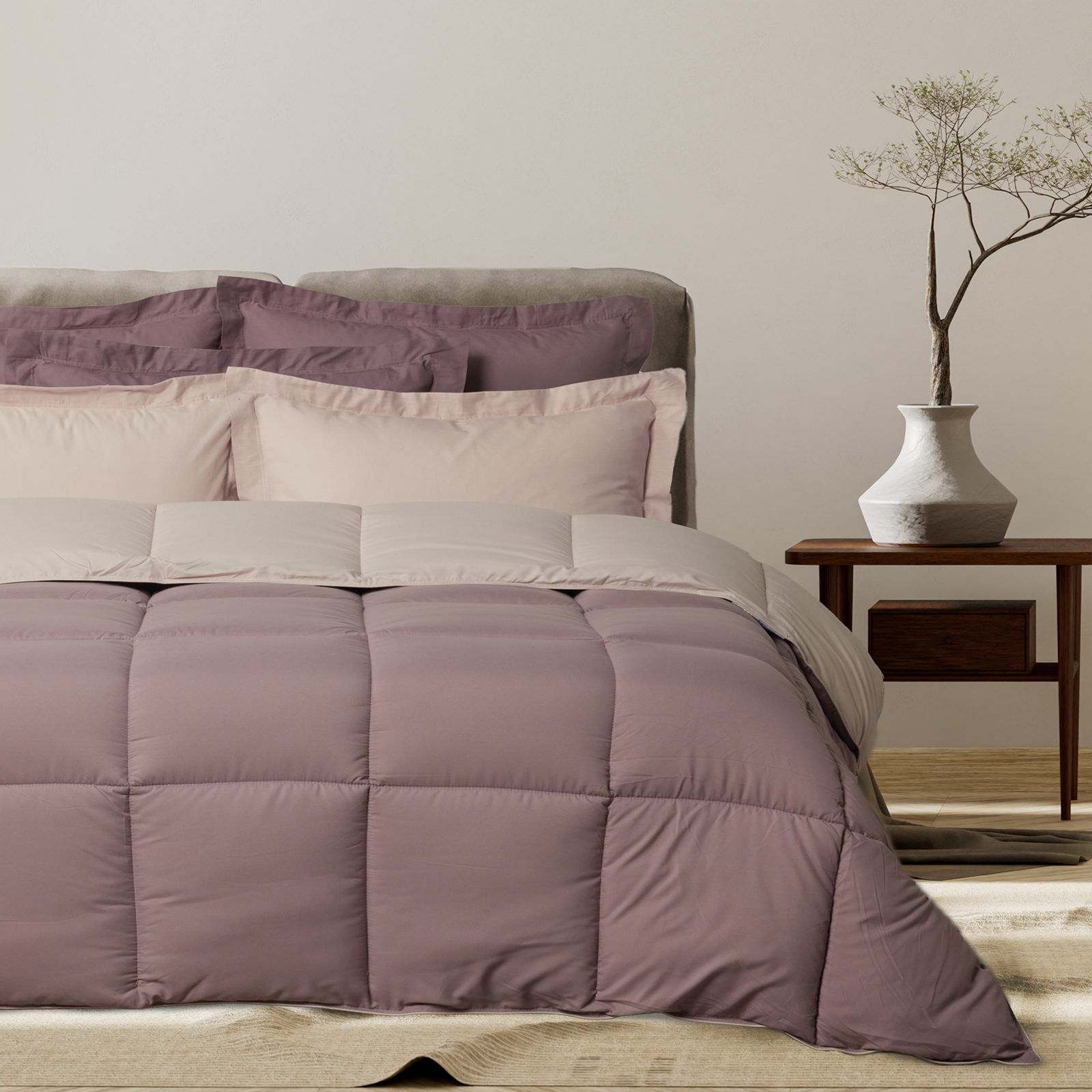 401909209691.jpg DAS HOME ΠΑΠΛΩΜΑ ΥΠΕΡΔΙΠΛΟ HAPPY 9691 BEIGE, PURPLE DAS HOME - Image 1