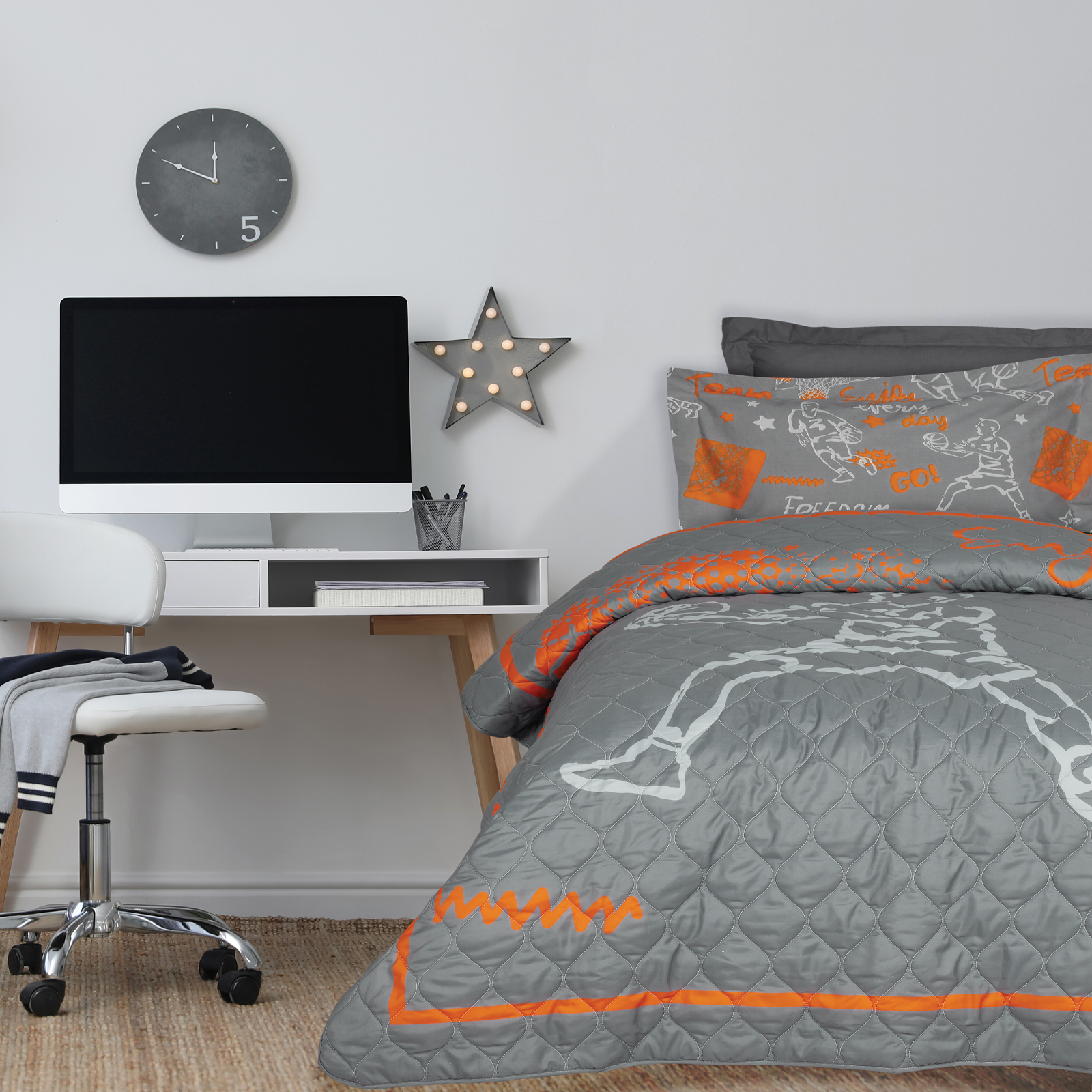 402009104941.jpg DAS KIDS ΚΟΥΒΕΡΛΙ ΜΟΝΟ 4941 GREY, ORANGE DAS HOME - Image 1