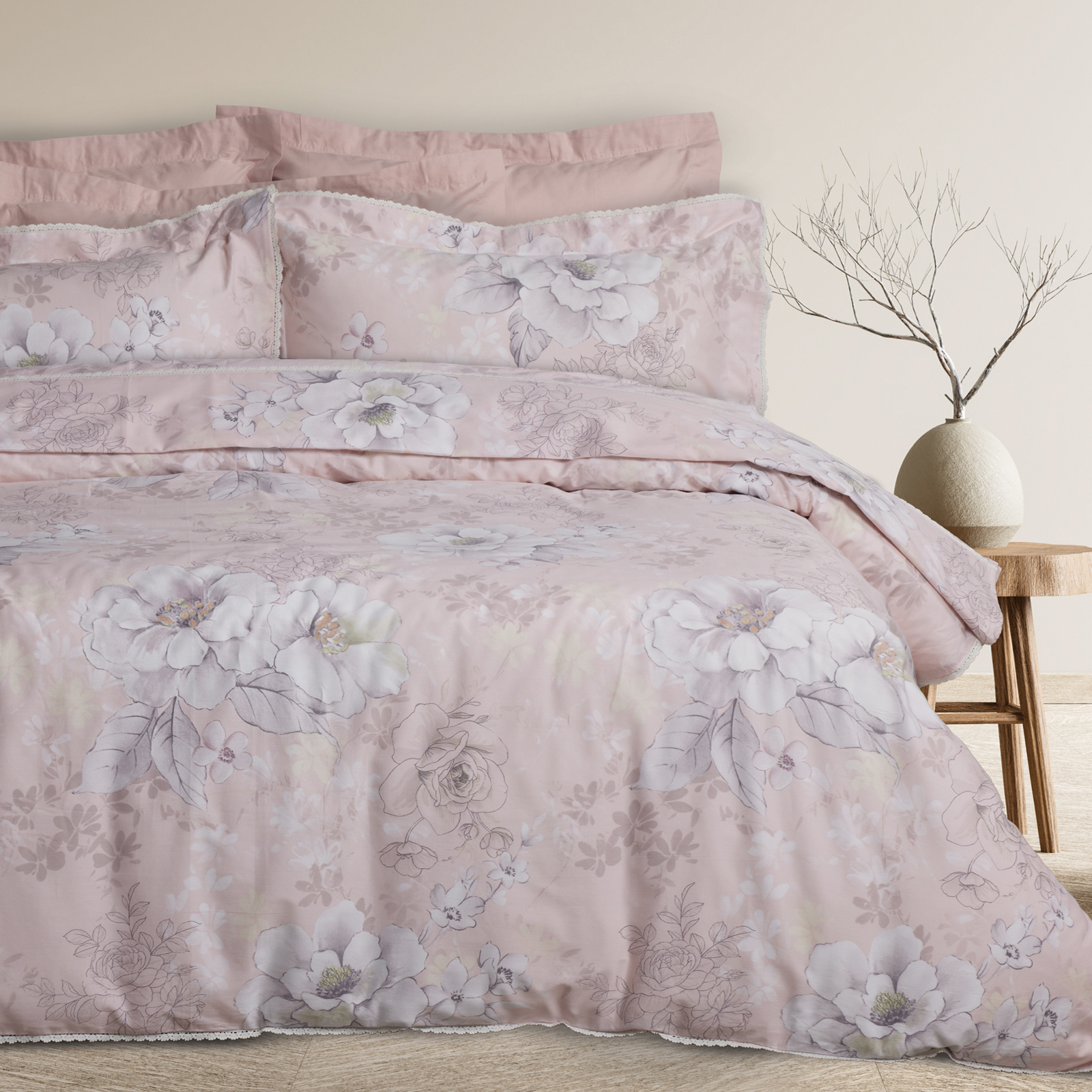 406005201711.jpg DAS HOME ΠΑΠΛΩΜΑΤΟΘΗΚΗ ΣΕΤ ΥΠΕΡΔΙΠΛΗ PRESTIGE 1711 GREY, PINK DAS HOME - Image 1