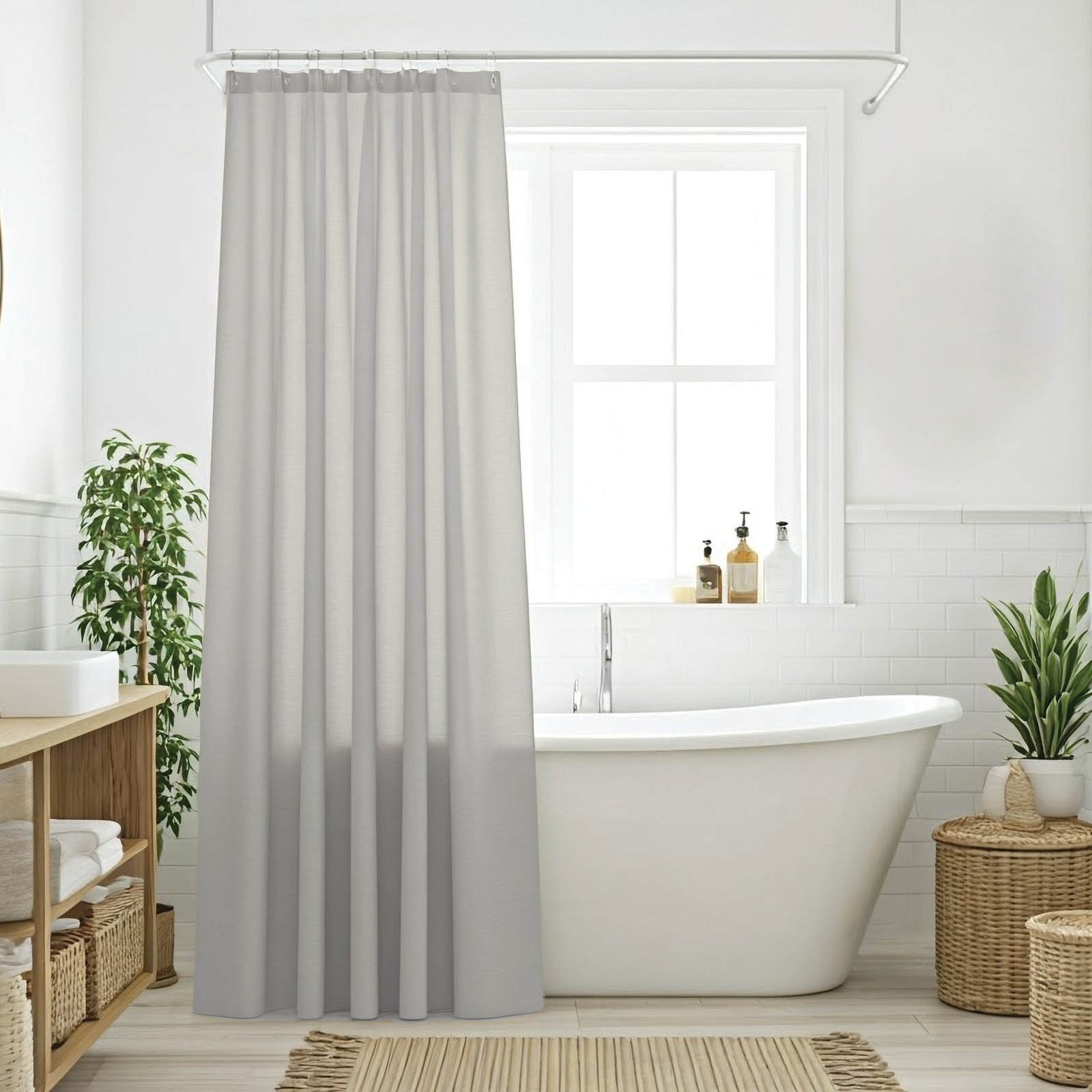 420124000805.jpg DAS HOME ΚΟΥΡΤΙΝΑ ΜΠΑΝΙΟΥ 240X180 0805 GREY DAS HOME - Image 1