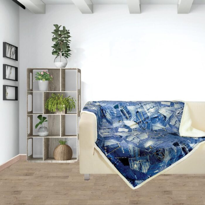 DAS HOME ΚΟΥΒΕΡΤΑ FLEECE PRINT ΣΧ.370 130X160 ΜΠΛΕ DAS HOME - Image 2