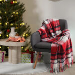 DAS HOME ΚΟΥΒΕΡΤΑ ΚΑΝΑΠΕ FAUX MOHAIR 1379 BLACK, RED DAS HOME