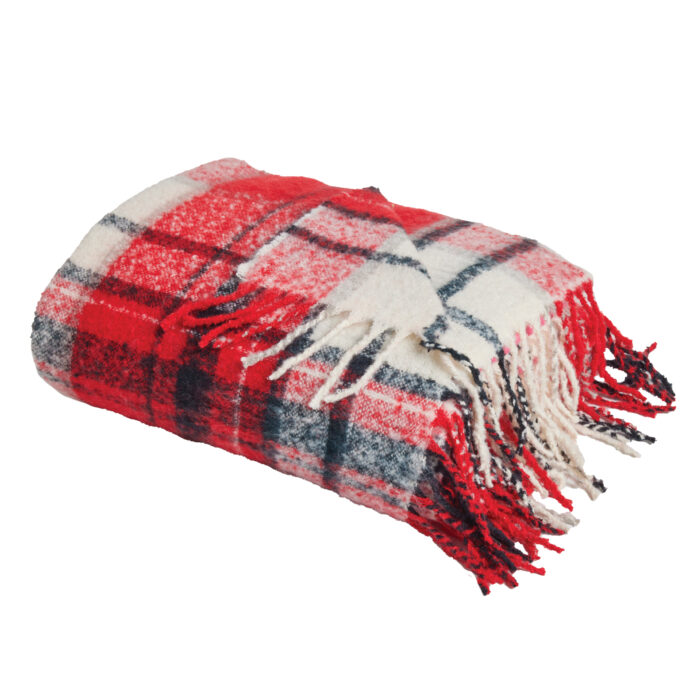 DAS HOME ΚΟΥΒΕΡΤΑ ΚΑΝΑΠΕ FAUX MOHAIR 1379 BLACK, RED DAS HOME - Image 2
