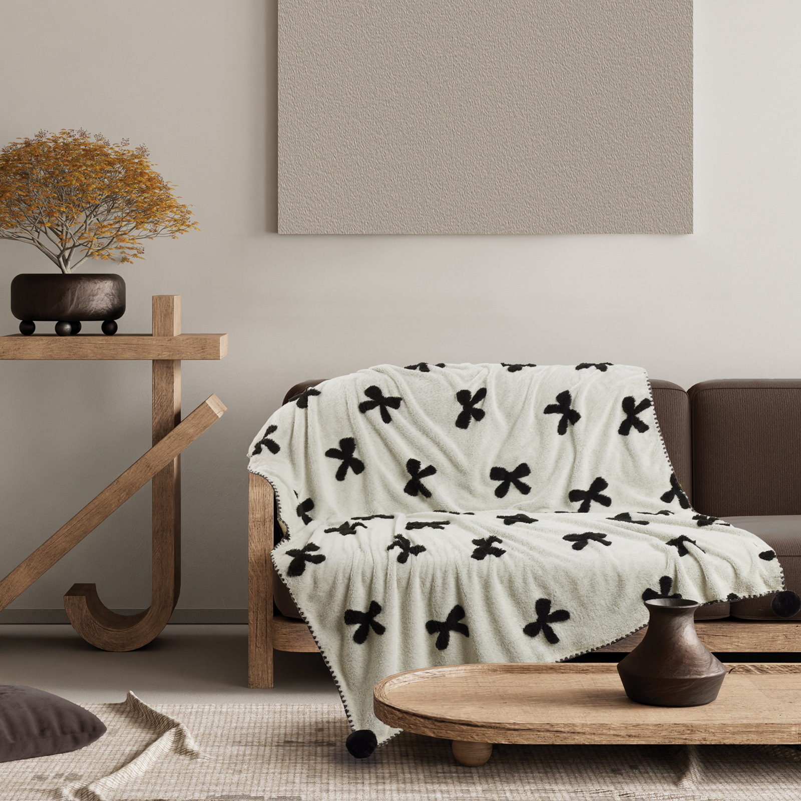 420588131382.jpg DAS HOME ΚΟΥΒΕΡΤΑ ΚΑΝΑΠΕ JACQUARD FLEECE 1382 BEIGE DAS HOME - Image 1