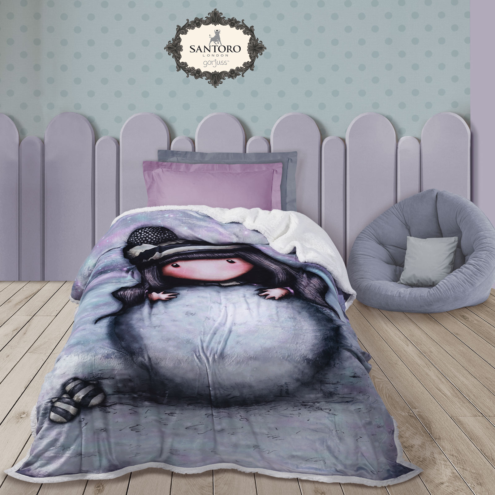 420588135033.jpg SANTORO GORJUSS 5033 ΚΟΥΒΕΡΤΑ FLEECE SHERPA 160X220 THE SNOW GIRL ΓΚΡΙ DAS HOME - Image 1