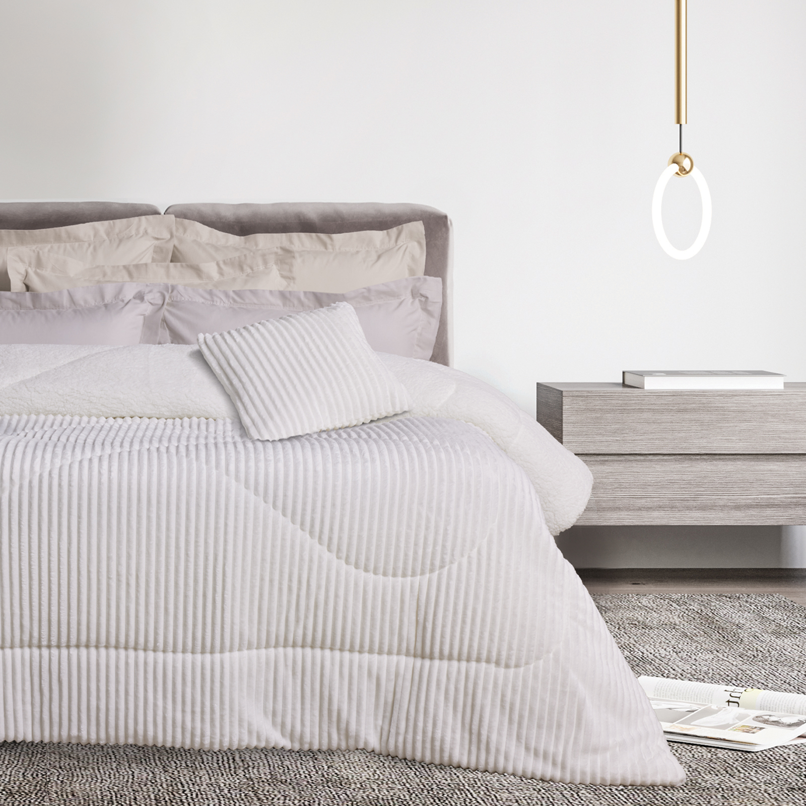 421910101364.jpg DAS HOME ΚΟΥΒΕΡΤΟΠΑΠΛΩΜΑ SHERPA ΜΟΝΟ 1364 WHITE DAS HOME - Image 1