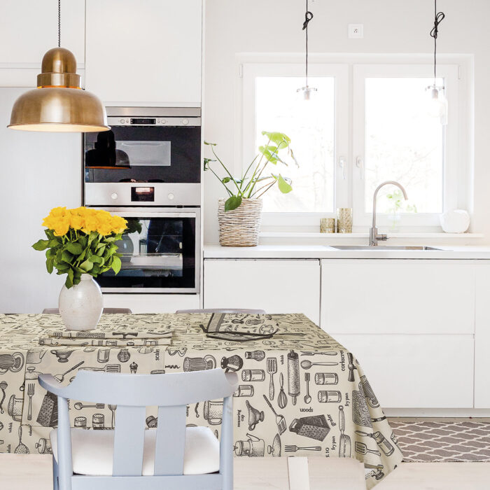 DAS HOME ΤΡΑΠΕΖΟΜΑΝΤΗΛΟ 140Χ220 0721 ΚΡΕΜ, ΜΑΥΡΟ DAS HOME - Image 2
