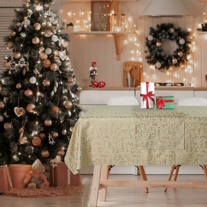 DAS HOME CHRISTMAS ΤΡΑΠΕΖΟΜΑΝΤΗΛΟ 140Χ220 0715 ΜΠΕΖ, ΧΡΥΣΟ DAS HOME - Image 2
