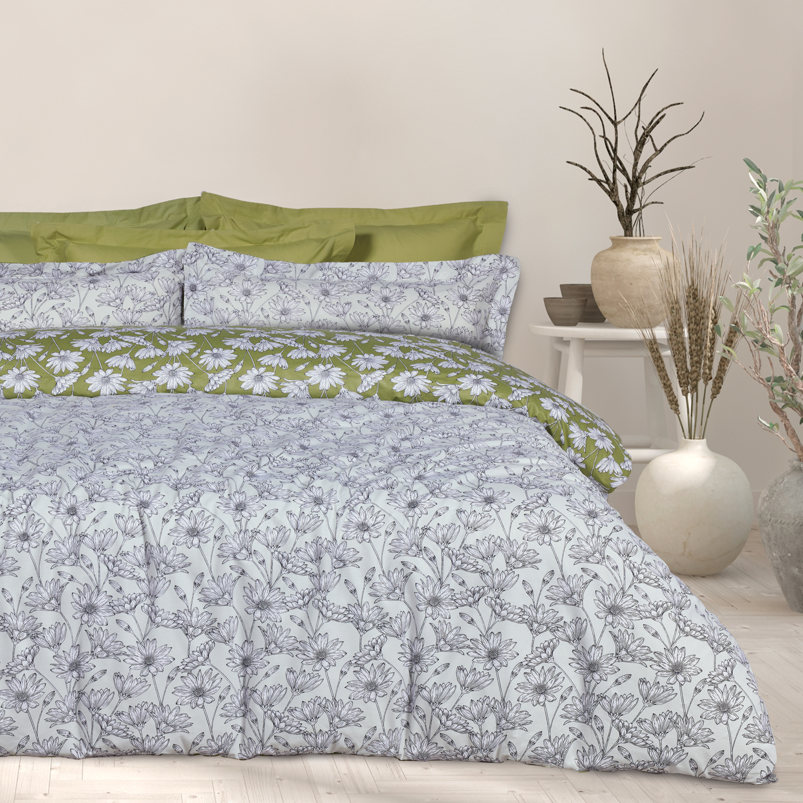 502108209670.jpg DAS HOME ΣΕΤ ΣΕΝΤΟΝΙΑ ΥΠΕΡΔΙΠΛΑ HAPPY 9670 IVORY, OLIVE DAS HOME - Image 1