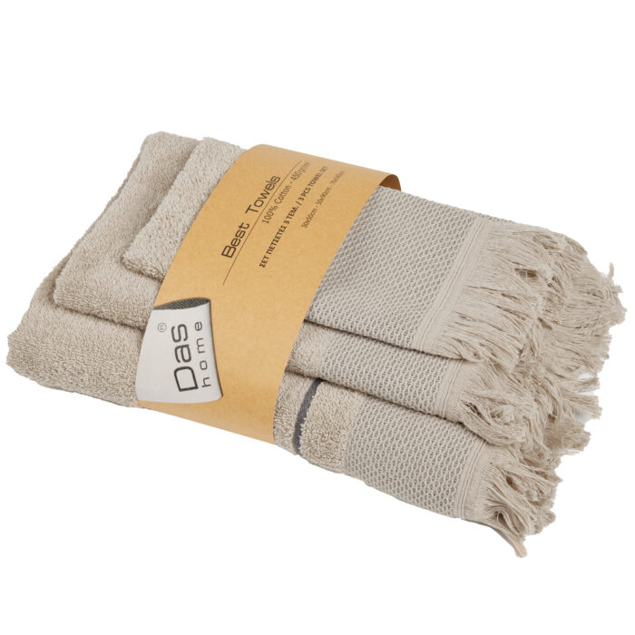 DAS HOME ΣΕΤ ΠΕΤΣΕΤΕΣ 3ΤΕΜΑΧΙΩΝ BEST 0842 TAUPE DAS HOME - Image 2