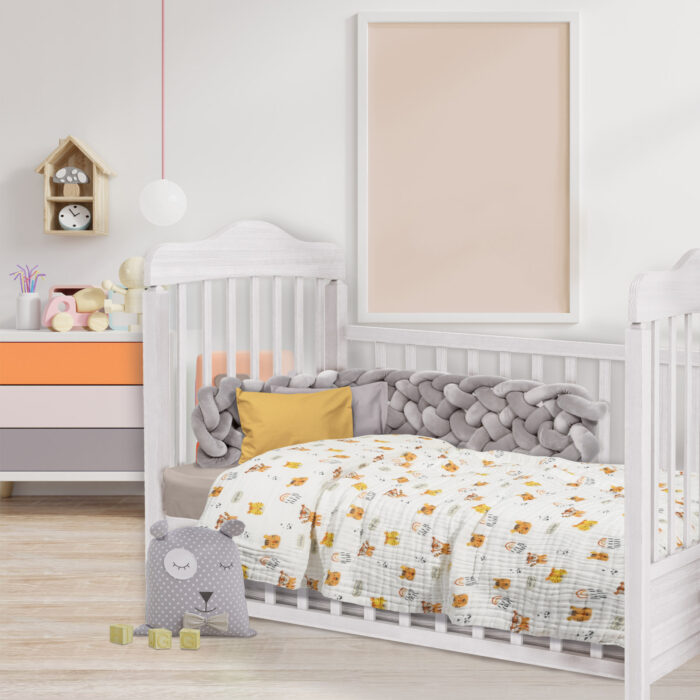 DAS BABY ΚΟΥΒΕΡΤΑ-ΜΟΥΣΕΛΙΝΑ ΑΓΚΑΛΙΑΣ RELAX 6622 ΛΕΥΚΟ, ΠΟΡΤΟΚΑΛΙ DAS HOME - Image 2
