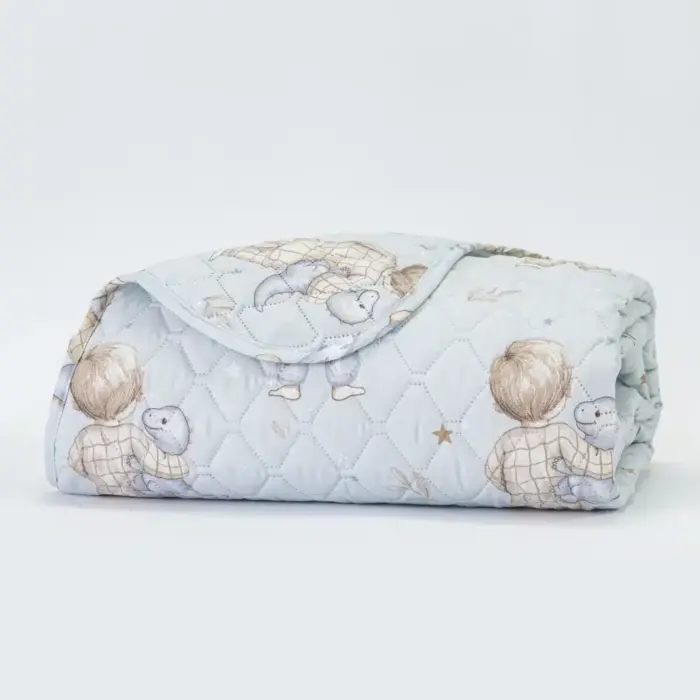 Κουβερλί Κούνιας Goodnight Σιέλ 110 x 140 cm  100% Βαμβάκι Σιέλ BOREA - Image 2