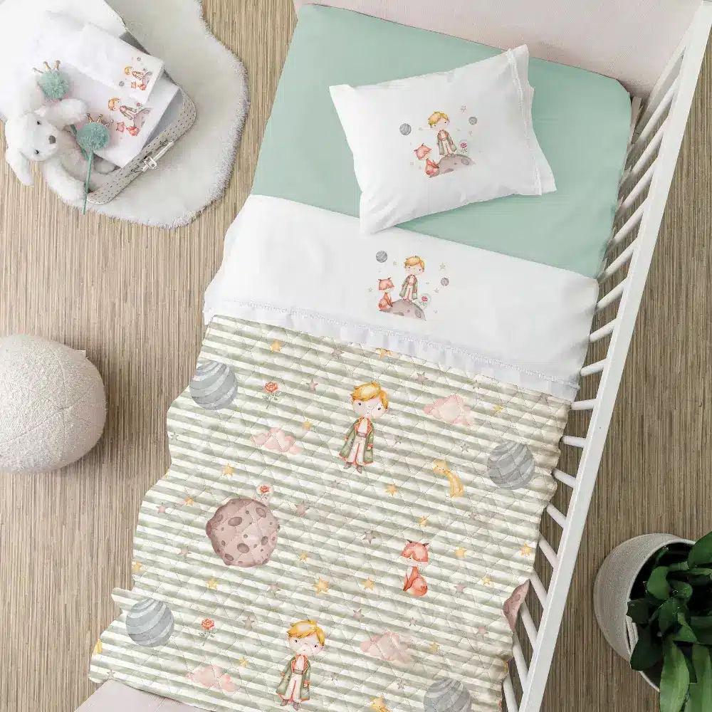 kouverli-kounias-little-prince.webp Κουβερλί Κούνιας Little Prince 110 x 140 cm 100% Βαμβάκι Βεραμάν BOREA - Image 1