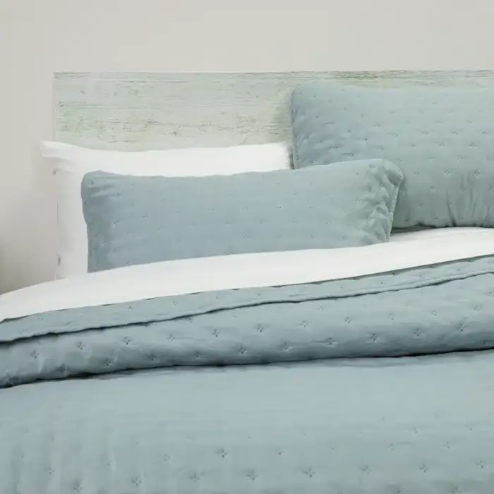 Κουβερλί Σετ Croiset Υπέρδιπλο 220 x 240 cm + (2) 50 x 70 cm  100% Πολυέστερ Σιέλ BOREA - Image 5