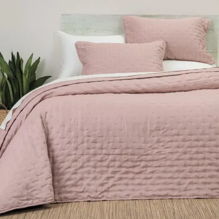 Κουβερλί Σετ Croiset Υπέρδιπλο 220 x 240 cm + (2) 50 x 70 cm  100% Πολυέστερ Σιέλ BOREA - Image 3