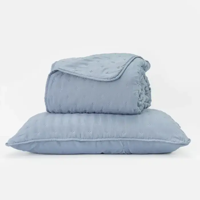 Κουβερλί Σετ Croiset Υπέρδιπλο 220 x 240 cm + (2) 50 x 70 cm  100% Πολυέστερ Σιέλ BOREA - Image 16