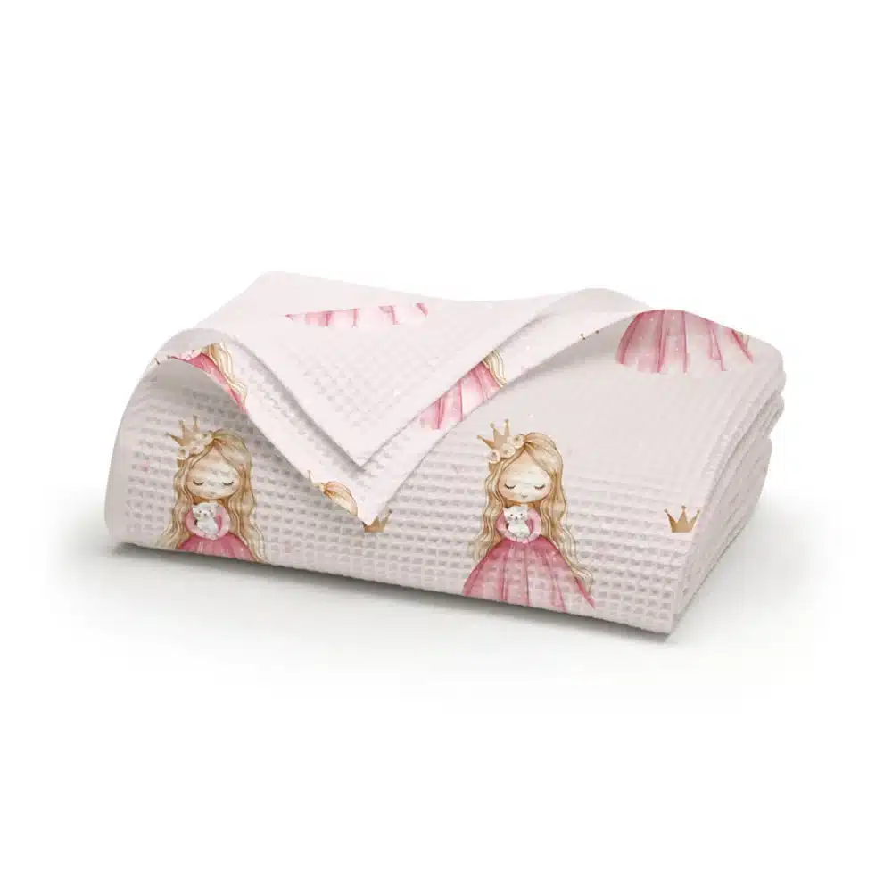 kouverta-pike-little-queen-monh.webp Κουβέρτα Πικέ Little Queen Μονή 160 x 240 cm 80% Βαμβάκι-20% Viscose Ροζ BOREA - Image 1