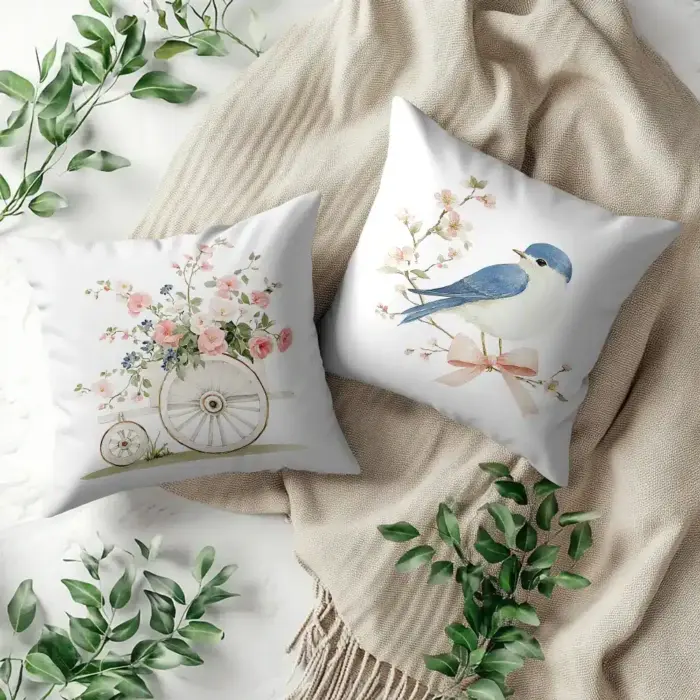 Μαξιλάρι Διακοσμητικό Printed Σχέδιο 16 45 x 45 cm  100% Βαμβάκι Λευκό BOREA - Image 2