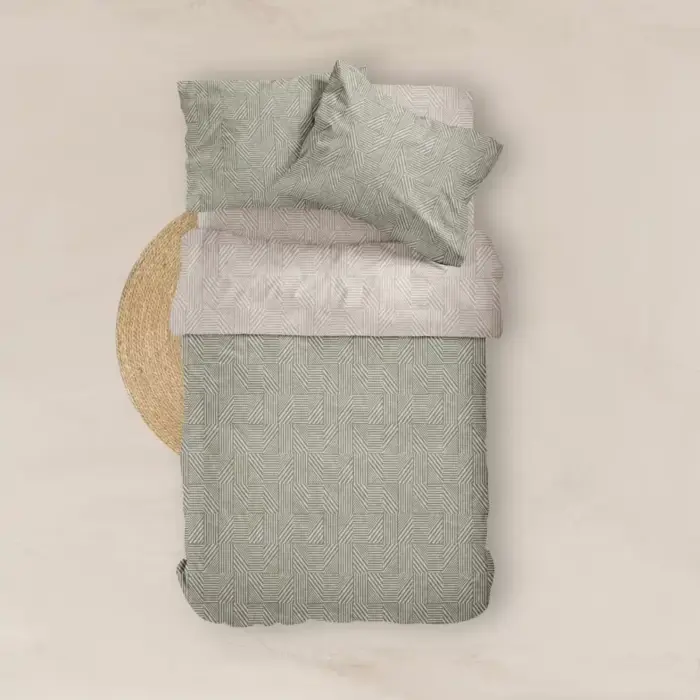 Παπλωματοθήκη Εμπριμέ Doric Υπέρδιπλη 220 x 240 cm  100% Βαμβάκι Μπλε BOREA - Image 2