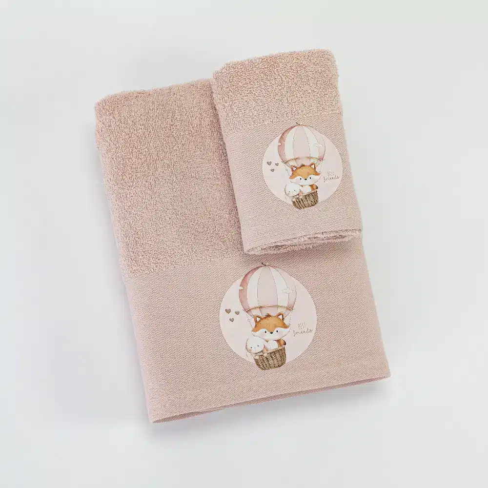 petsetes-set-2tmx-cutiepies-leptomereia.webp Πετσέτες Σετ 2ΤΜΧ Cutiepies 70 x 120 / 30 x 50 cm 100% Βαμβάκι Πούδρα BOREA - Image 1