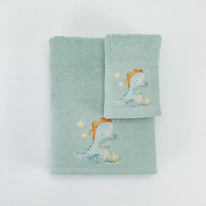 Πετσέτες Σετ 2ΤΜΧ Dinos 70 x 120 / 30 x 50 cm  100% Βαμβάκι Φυστικί BOREA - Image 4