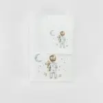 Πετσέτες Σετ 2ΤΜΧ Goodnight Λευκό-Πετρόλ 70 x 120 / 30 x 50 cm  100% Βαμβάκι Λευκό-Πετρόλ BOREA - Image 4