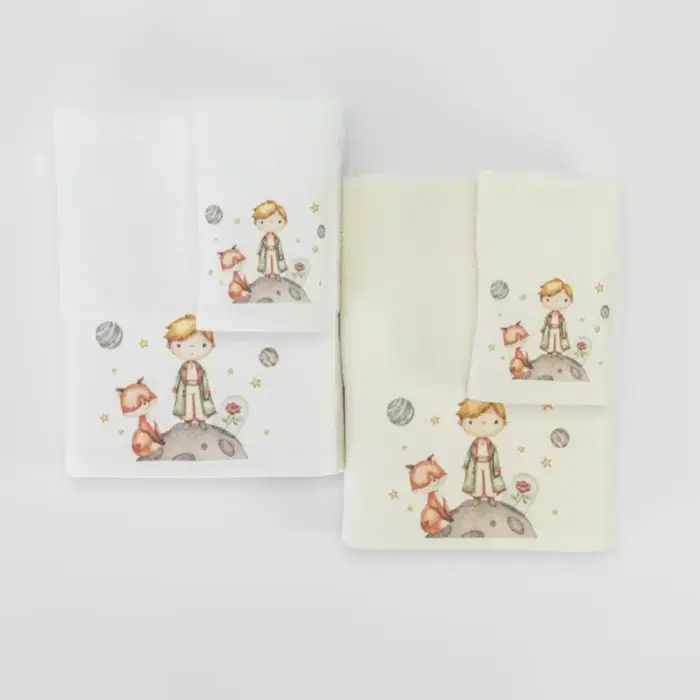 Πετσέτες Σετ 2ΤΜΧ Little Prince Λευκό 70 x 120 / 30 x 50 cm  100% Βαμβάκι Λευκό BOREA - Image 5