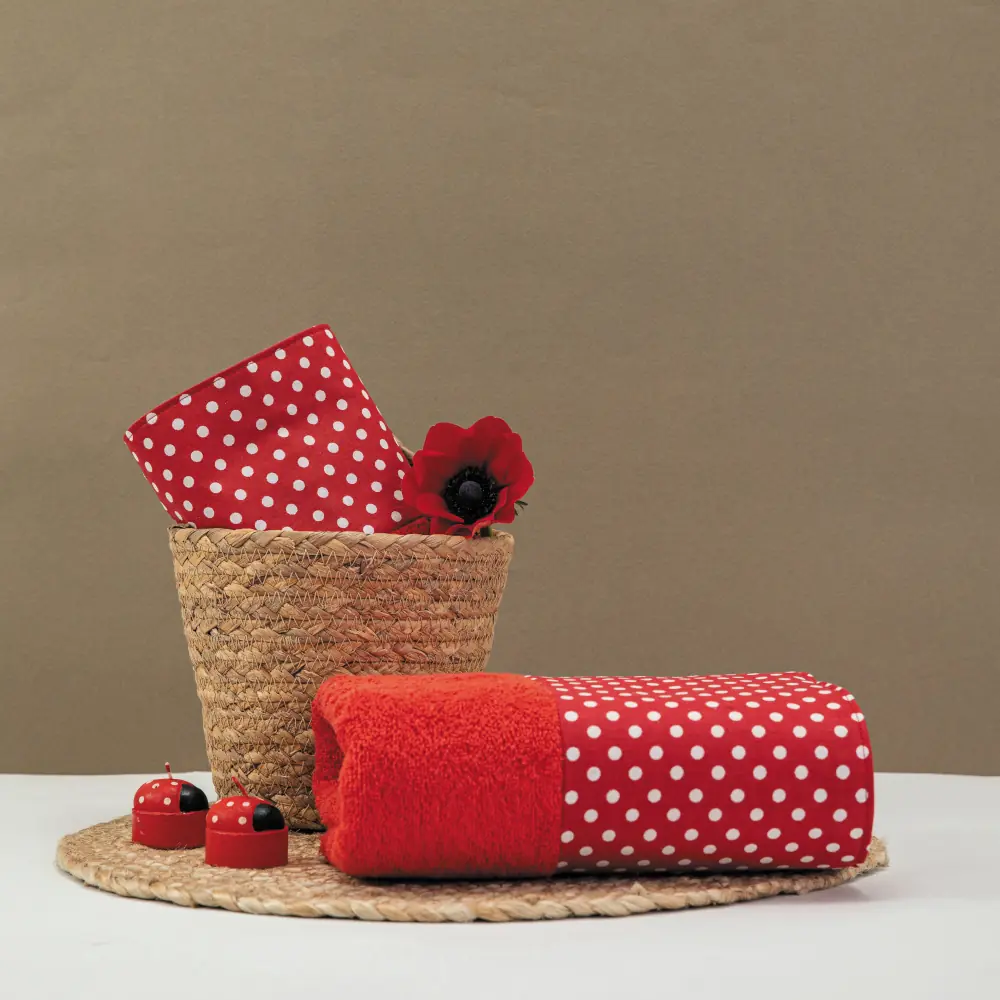 petsetes-set-2tmx-rubia.webp Πετσέτες Σετ 2ΤΜΧ Rubia 50 x 90 / 30 x 50 cm 100% Βαμβάκι Κόκκινο BOREA - Image 1