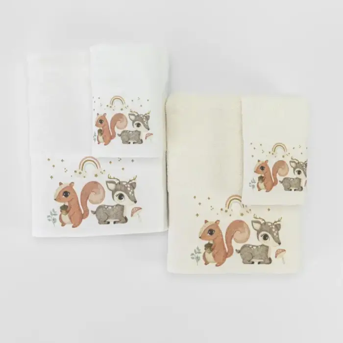 Πετσέτες Σετ 2ΤΜΧ Woodland Λευκό 70 x 120 / 30 x 50 cm  100% Βαμβάκι Λευκό BOREA - Image 5