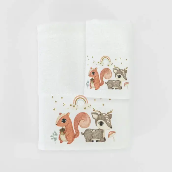 Πετσέτες Σετ 2ΤΜΧ Woodland Λευκό 70 x 120 / 30 x 50 cm  100% Βαμβάκι Λευκό BOREA - Image 4