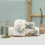 Πετσέτες Σετ 3ΤΜΧ Hortensia 70 x 140 / 50 x 90 / 30 x 50 cm  100% Βαμβάκι Εκρού BOREA - Image 2