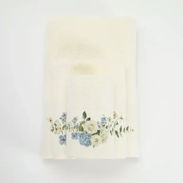 Πετσέτες Σετ 2ΤΜΧ Hortensia 50 x 90 / 30 x 50 cm  100% Βαμβάκι Λευκό BOREA - Image 4