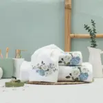Πετσέτες Σετ 2ΤΜΧ Hortensia 50 x 90 / 30 x 50 cm  100% Βαμβάκι Εκρού BOREA - Image 2