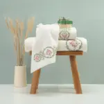 Πετσέτες Σετ 3ΤΜΧ Lotus 70 x 140 / 50 x 90 / 30 x 50 cm  100% Βαμβάκι Λευκό BOREA